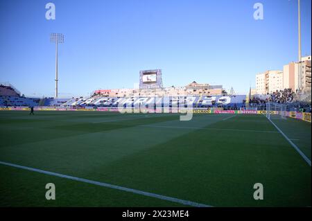 Cagliari, Italien. April 2024. Cagliari Calcio Stadion während des Fußballspiels der Serie A zwischen Cagliari Calcio und Juventus im Unipol Domus in Cagliari, Sardinien - Freitag, 19. April 2024. Sport - Fußball (Foto: Gianluca Zuddas/Lapresse) Credit: LaPresse/Alamy Live News Stockfoto