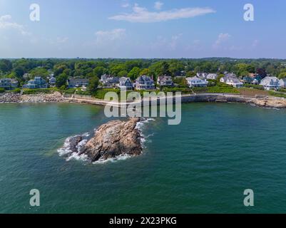 Preston Beach aus der Vogelperspektive im Sommer zwischen der Stadt Marblehead und Swampscott in Massachusetts MA, USA. Stockfoto