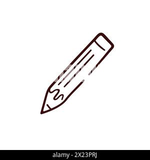 Bleistiftsymbol im Linienart-Stil. Design für Schreibwarenladen. Vektorillustration auf weißem Hintergrund isoliert. Stock Vektor