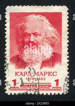 RUSSLAND - UM 1958: Briefmarke gedruckt von Russland, zeigt Karl Marx, um 1958 Stockfoto