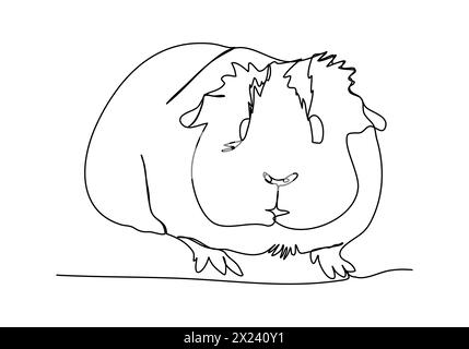 Meerschweinchen. Animation für eine Zeilenzeichnung, Videoclip mit Alphakanal. Stock Vektor