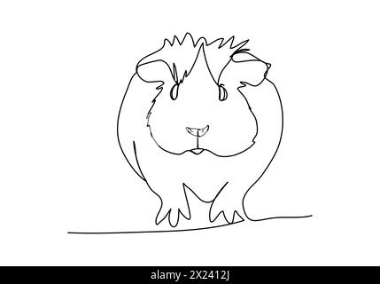 Meerschweinchen. Animation für eine Zeilenzeichnung, Videoclip mit Alphakanal. Stock Vektor