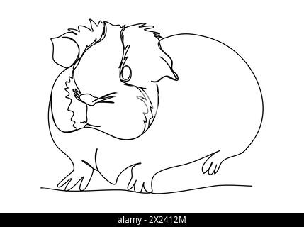 Meerschweinchen. Animation für eine Zeilenzeichnung, Videoclip mit Alphakanal. Stock Vektor