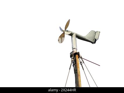 Windgeschwindigkeitssensor isoliert auf weißem Hintergrund. Stockfoto