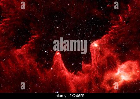 Roter kosmischer Nebel. Elemente dieses Bildes, bereitgestellt von der NASA Stockfoto