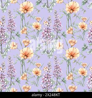 Nahtloses Muster mit Aquarellblumen Stockfoto