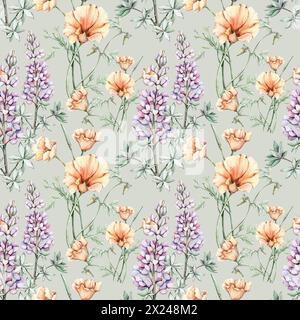 Nahtloses Muster mit Aquarellblumen Stockfoto