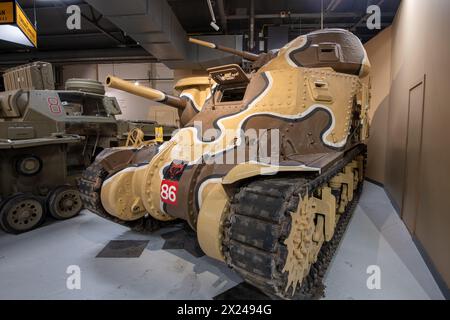 Bovington.Dorset.Vereinigtes Königreich.25. Februar 2024.ein Panzer mit M3 Grant aus dem Zweiten Weltkrieg ist im Tank Museum in Dorset zu sehen Stockfoto