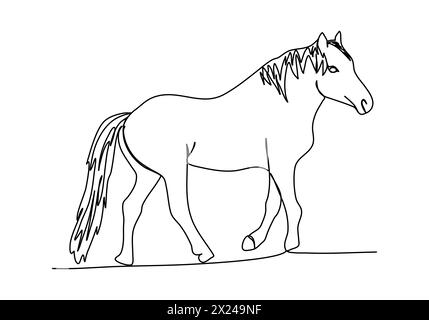 Pferd, eine Linie Zeichnung Vektor Illustration. Stock Vektor