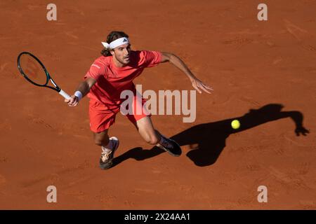 Barcelona, Barcelona, Spanien. April 2024. STEFANOS TSITSIPAS aus Griechenland im Viertelfinale der Barcelona Open Banc Sabadell Trofeo Conde de Godo. (Kreditbild: © Marti Segura Ramoneda/ZUMA Press Wire) NUR REDAKTIONELLE VERWENDUNG! Nicht für kommerzielle ZWECKE! Stockfoto