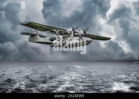 WW2 Küsten- und Schifffahrtsschutz PBY-5A Catalina Wasserflugzeug. Stockfoto