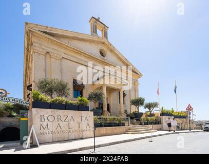 Valletta, Malta, 03. April 2024. Außenansicht der Malta Stock Exchange im Stadtzentrum Stockfoto