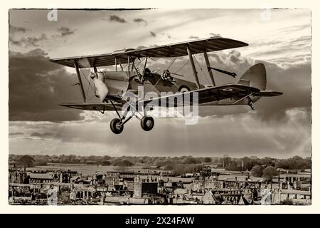 Eine der 1930er Jahre De Havilland Tiger Moth in Royal navy Flight Training-Farben Stockfoto