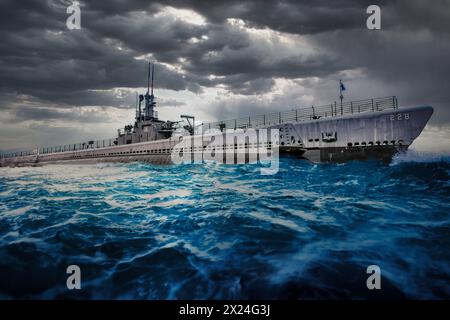 Die u-Boot USS Trommel (SS-228) auf der USS Alabama Memorial Park in Mobile Stockfoto