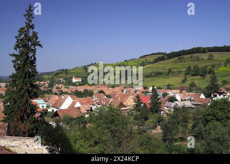 Biertan, Rumänien, Rumänien; Gesamtansicht des Dorfes von oben; vista General del pueblo desde arriba Stockfoto