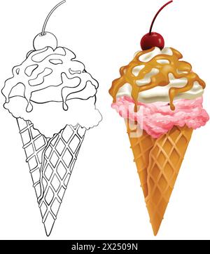 Vektorillustration von zwei Eiskegeln Stock Vektor