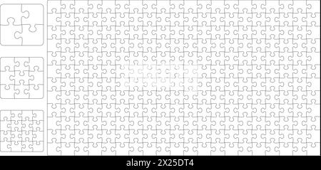 Vektor-Puzzle-Stücke Mockup Illustration, isoliert auf weißem Hintergrund. Stock Vektor