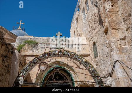 Arch an Station 9 auf dem Weg zum Kreuz in der Nähe des koptischen Patriarchats in der Altstadt von Jerusalem. Hochwertige Fotos Stockfoto