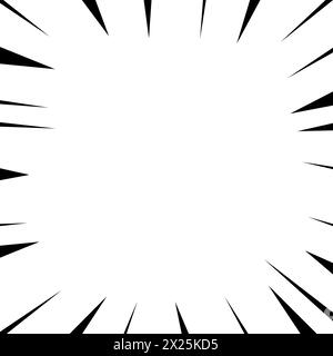 Überraschungs- oder Explosionseffekt für Manga-Zeichentrickhintergrund. Abbildung der Elementaktion für Geschwindigkeitslinien in Schwarzweiß Stock Vektor