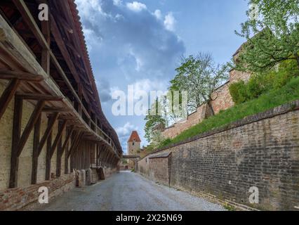 Festungsmauern des historischen Schlosses Trausnitz in Landshut, Niederbayern, Bayern, Deutschland, Europa Stockfoto