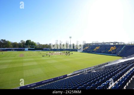 Cardiff, Vereinigtes Königreich, 20. April 2024. Ein allgemeiner Blick auf die Sophia Gardens während des Rachael Heyhoe-Flint Trophy Spiels zwischen Western Storm und Sunrisers. Quelle: Robbie Stephenson/Western Storm/Alamy Live News Stockfoto
