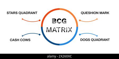 BCG-Matrixdiagramm. Entwicklung und Produktentwicklung Stock Vektor
