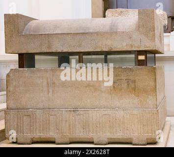 Ägypten, Kairo, Ägyptisches Museum, Granit-Sarkophag von Neferuptah, Tochter von Amenemhat 3, Hawara. Stockfoto