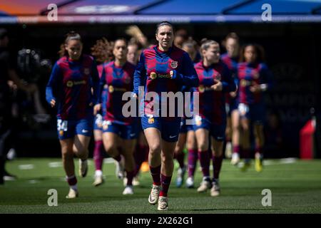 Barcelona, Spanien. April 2024. Der FC Barcelona spielt beim Halbfinalspiel der UEFA Champions League der Frauen am 20. April 2024 in Estadi Olimpic Lluis Companys in Barcelona. Foto von Felipe Mondino Credit: Unabhängige Fotoagentur/Alamy Live News Stockfoto