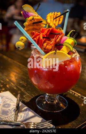 Las Vegas, Nevada.  Kerls Kater Recovery Bloody Mary, Guy Fieri Restaurant, die Linq. Stockfoto