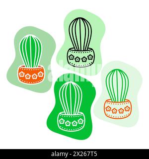 Topfblumen in flachem Stil. Sukkulente Symbole Stock Vektor