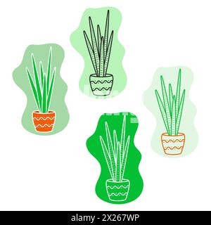 Kakteen im flachen Stil. Kollektion, Strichkunst, Symbol Stock Vektor