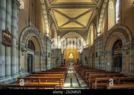 Das Innere der Kathedrale im neogotischen Stil der Stadt Vasto, die San Giuseppe gewidmet ist. Vasto, Provinz Chieti, Abruzzen, Italien, Europa Stockfoto