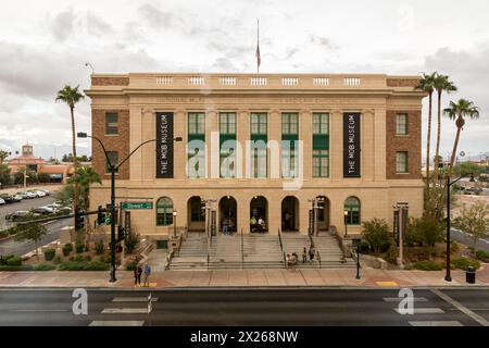 Las Vegas, Nevada.  Nationalmuseum der organisierten Kriminalität und Strafverfolgung, The Mob Museum, vormals das Federal Court House. Stockfoto