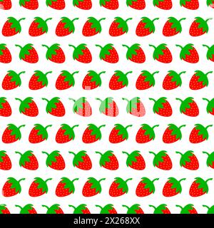 Sommer-Vektor-Muster mit Erdbeeren auf weißem Hintergrund Stock Vektor