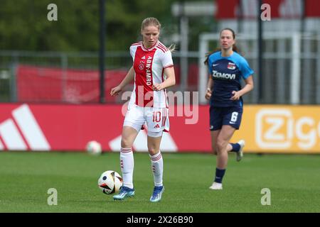 Amsterdam, Niederlande. April 2024. AMSTERDAM, NIEDERLANDE - 20. APRIL: Nadine Noordam vom AFC Ajax während des niederländischen Azerion Frauen-Eredivisie-Spiels zwischen Ajax und AZ Alkmaar im Sportpark de Toekomst am 20. April 2024 in Amsterdam. (Foto von Gerard Spaans/Orange Pictures) Credit: Orange Pics BV/Alamy Live News Stockfoto