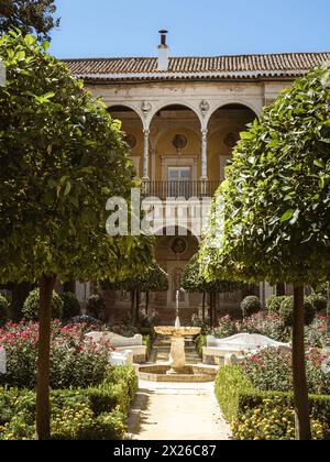 Kleiner Garten (Jardin Chico) im Inneren des Casa de Pilatos (Pilates Haus) Palastes - Sevilla, Andalusien, Spanien Stockfoto