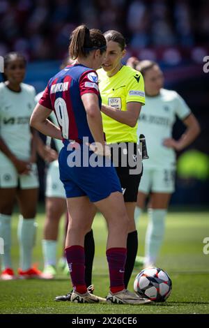 Barcelona, Spanien. April 2024. Mariona Caldentey (FC Barcelona) ist beim Halbfinalspiel der UEFA Champions League der Frauen am 20. April 2024 im Estadi Olimpic Lluis Companys in Barcelona, Spanien, dabei. Foto von Felipe Mondino Credit: Unabhängige Fotoagentur/Alamy Live News Stockfoto