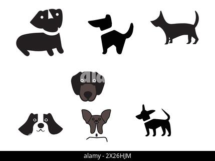 Minimalistisches Design mit Chiweenie Black Icon-Illustration Stock Vektor