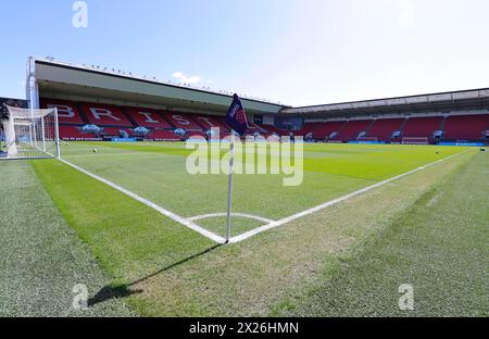 Bristol, England, 20. April 2024: Eckflagge beim FA Womens Super League Spiel zwischen Bristol City und Liverpool FC in Ashton Gate (Promediapix/SPP) Stockfoto