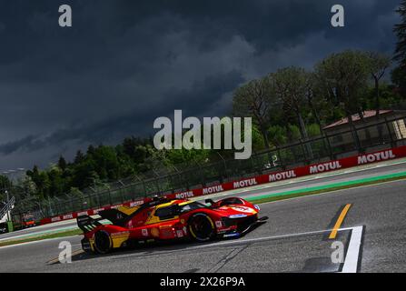 ©PHOTOPQR/OUEST FRANCE/Franck Dubray ; Imola ; 20/04/2024 ; Sport Automobile WEC championnat du Monde d' Endurance sur le Circuit d' Imola en Italie. FERRARI AF CORSE n° 50 pilotée par Antonio Fuoco , Miguel Molina , Nicklas Nielsen (Foto Franck Dubray) - Langstreckenrennen - WEC - 6 Stunden des Imola Qualifiyng Race 20. APRIL 2024 Stockfoto