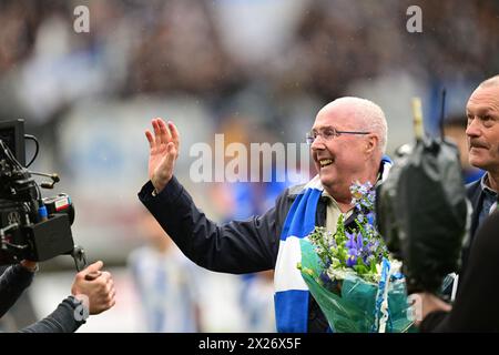 Der legendäre Fußballtrainer Sven-Göran Svennis Eriksson wird vor dem Fußballspiel am Samstag zwischen IFK Göteborg und IFK Norrköping in Gamla gefeiert Stockfoto