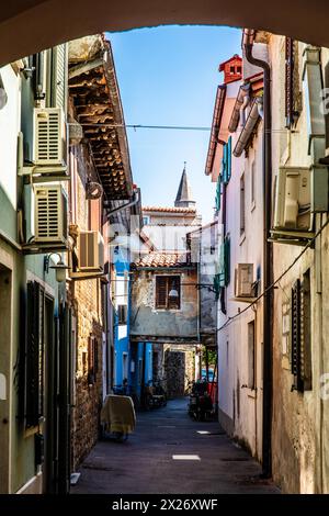 Alstadtgassen, Hafenstadt Koper an der Adriaküste, Slowenien, Koper, Slowenien Stockfoto