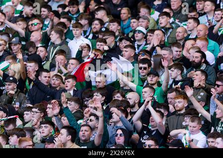 Glasgow, Schottland. 20. April 2024. Celtic-Fans vor dem Kick off Credit: Raymond Davies / Alamy Live News Stockfoto