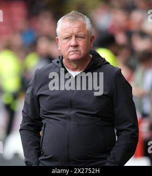 Bramall Lane, Sheffield, Großbritannien. April 2024. Premier League Football, Sheffield United gegen Burnley; Sheffield United Head Coach Chris Wilder sieht bei der Loss Credit: Action Plus Sports/Alamy Live News niedergeschlagen aus Stockfoto