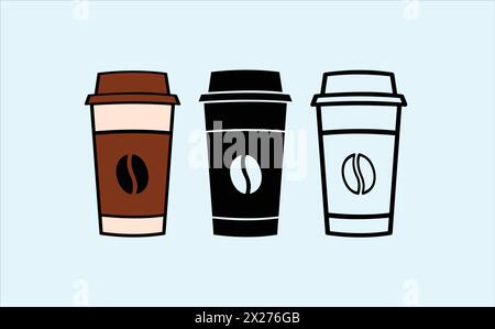 Vektor für Kaffeetassen. Tassen-Set. Stock Vektor