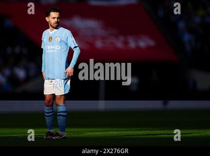 Bernardo Silva von Manchester City während des Halbfinalspiels des Emirates FA Cup im Wembley Stadium in London. Bilddatum: Samstag, 20. April 2024. Stockfoto