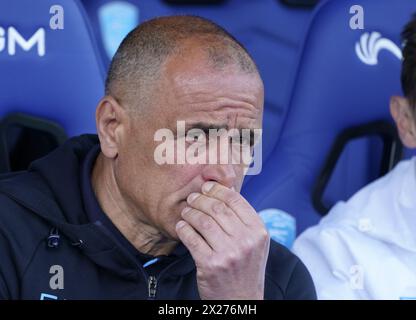 Florenz, Italien. April 2024. Napolys Trainer Francesco Calzona während des Fußballspiels der Serie A zwischen Empoli und Neapel im Empoli-Stadion in Empoli (FI), Mitte Italiens - Samstag, den 06. April 2024. Sport - Fußball (Foto: Marco Bucco/La Presse) Credit: LaPresse/Alamy Live News Stockfoto