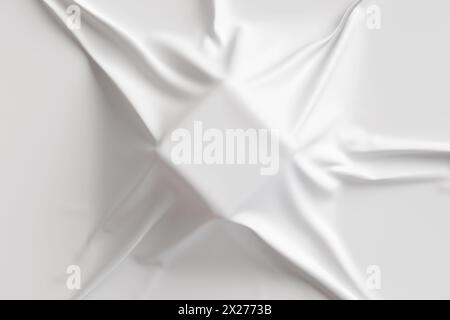 Weißes Tuch bedeckt ein würfelbildendes Faltenmuster. Illustration als Designelement für druckbare Objekte, Webseiten-Hintergründe und Diashowhintergründe Stockfoto