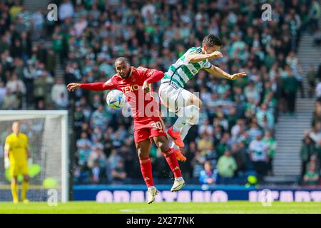 Glasgow, Großbritannien. April 2024. In der ersten Runde des Scottish Gas Men's Scottish Cup Halbfinals spielt Aberdeen Celtic im Hampden Park, Glasgow, Großbritannien. Quelle: Findlay/Alamy Live News Stockfoto