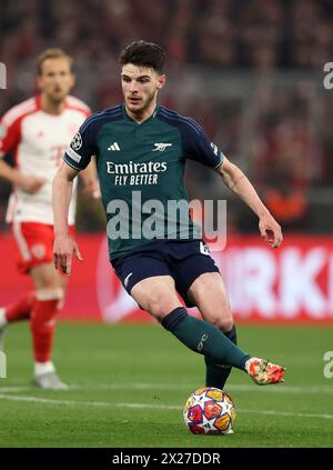 Declan Rice vom FC Arsenal MÜNCHEN, DEUTSCHLAND - 17. APRIL 2024: Viertelfinale der UEFA Champions League zwischen dem FC Bayern MŸnchen und Arsenal FC in der Allianz Arena in München. FC Bayern MŸnchen - FC Arsenal Fussball UEFA Champions League Saison 2023 2023 Allianz Arena 4.10.2022 © diebilderwelt / Alamy Stock Stockfoto